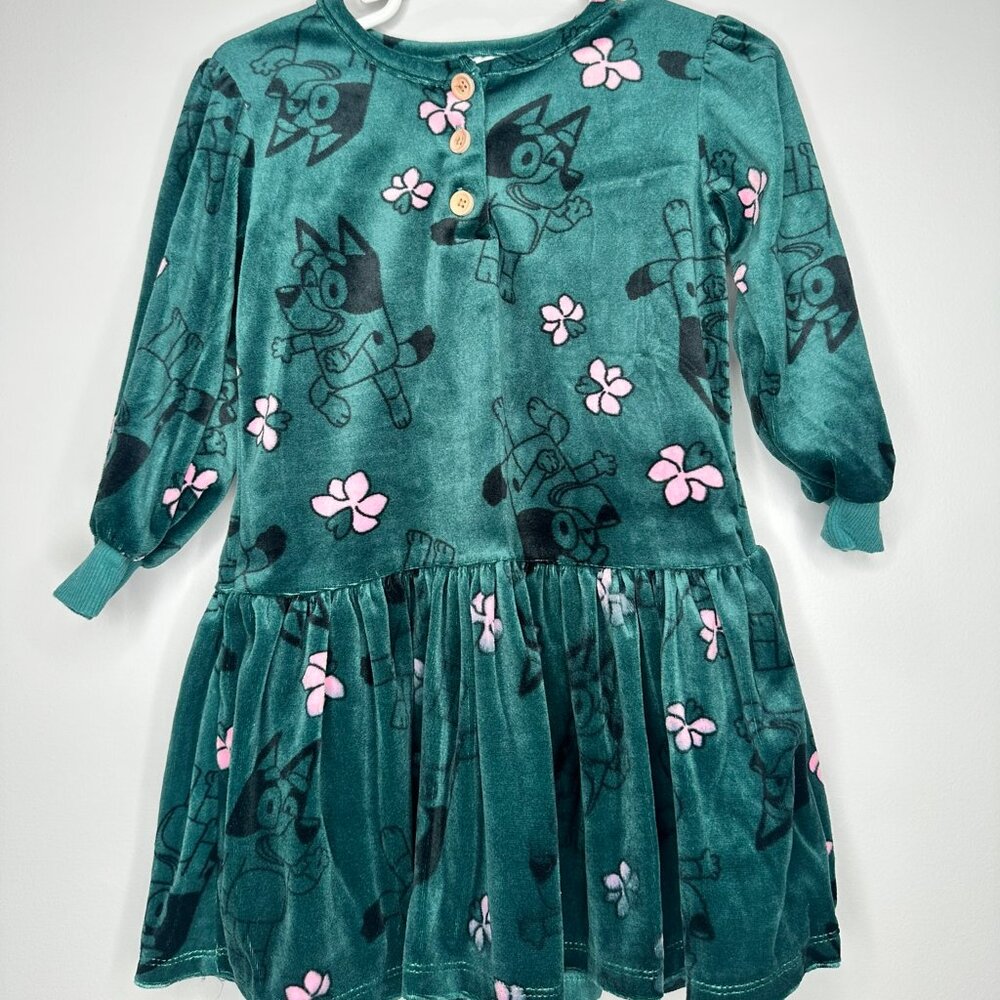 Toddler Bluey Velour Long Sleeve 2T Dress